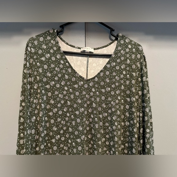 ❤️LOFT - Olive Green Long Sleeve V-Neck Sundress (Size XL) - Picture 5 of 11